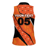 Custom Netherlands Football Women Sleeveless Polo Shirt Dynamic Diagonal Stripe With Tulip Floral Patterns