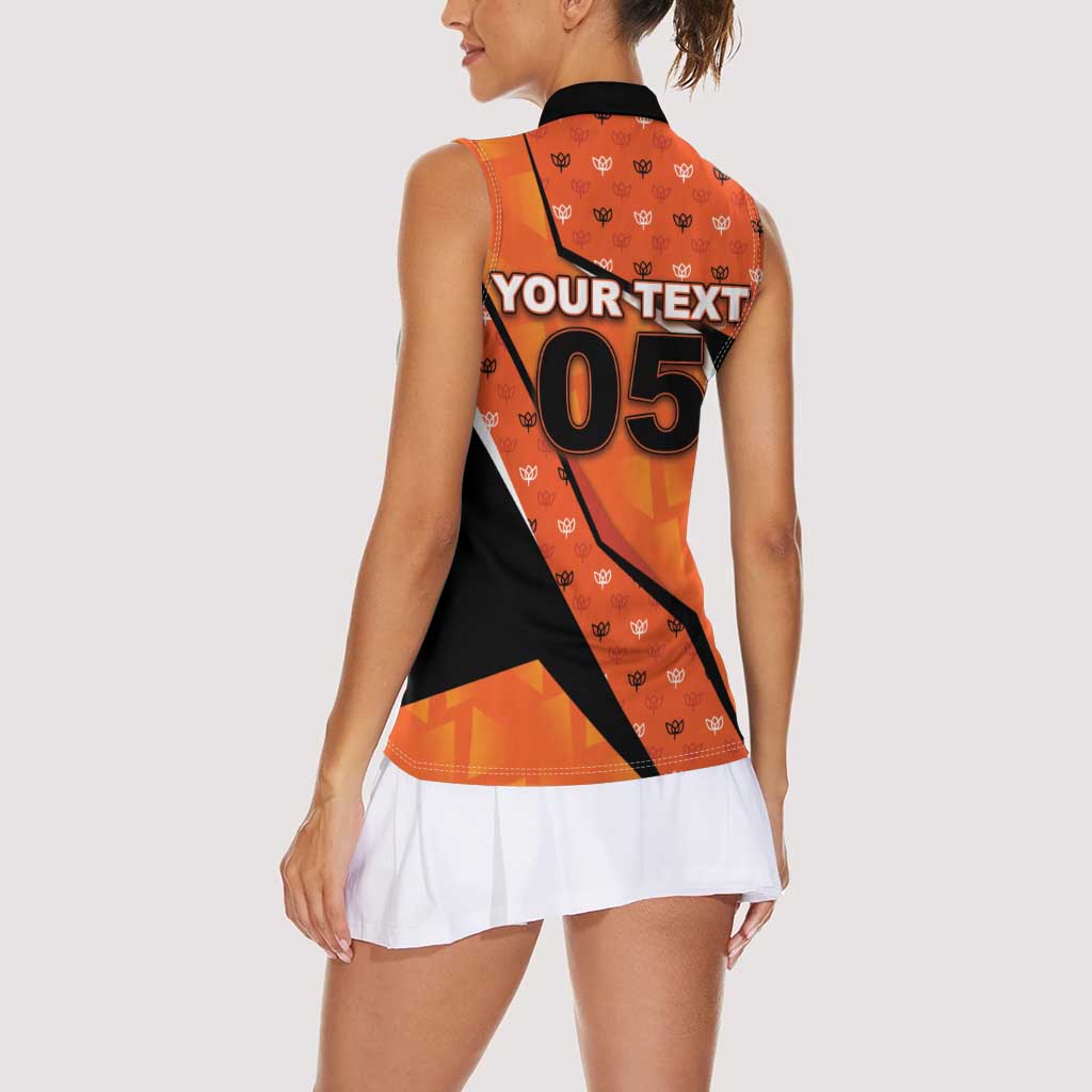 Custom Netherlands Football Women Sleeveless Polo Shirt Dynamic Diagonal Stripe With Tulip Floral Patterns