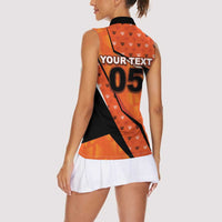 Custom Netherlands Football Women Sleeveless Polo Shirt Dynamic Diagonal Stripe With Tulip Floral Patterns