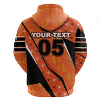 Custom Netherlands Football Zip Hoodie Dynamic Diagonal Stripe With Tulip Floral Patterns