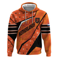 Custom Netherlands Football Zip Hoodie Dynamic Diagonal Stripe With Tulip Floral Patterns