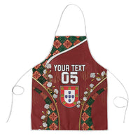 Custom Portugal Football Apron Floral Gold Carnation Crest Pattern Gold Accents