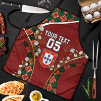 Custom Portugal Football Apron Floral Gold Carnation Crest Pattern Gold Accents