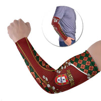 Custom Portugal Football Arm Sleeves Floral Gold Carnation Crest Pattern Gold Accents