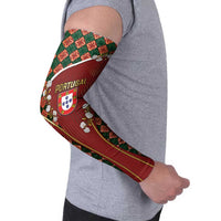 Custom Portugal Football Arm Sleeves Floral Gold Carnation Crest Pattern Gold Accents