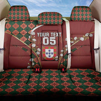 Custom Portugal Football Back Car Seat Cover Floral Gold Carnation Crest Pattern Gold Accents