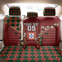Custom Portugal Football Back Car Seat Cover Floral Gold Carnation Crest Pattern Gold Accents