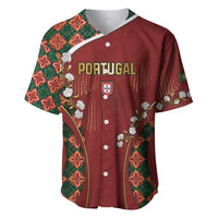 Custom Portugal Football Baseball Jersey Floral Gold Carnation Crest Pattern Gold Accents