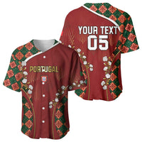 Custom Portugal Football Baseball Jersey Floral Gold Carnation Crest Pattern Gold Accents