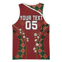 Custom Portugal Football Basketball Jersey Floral Gold Carnation Crest Pattern Gold Accents