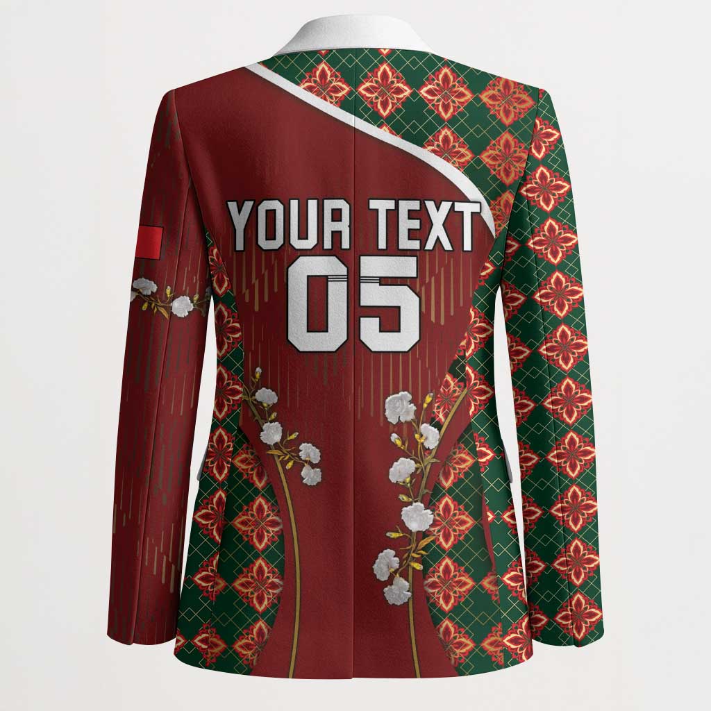 Custom Portugal Football Blazer Floral Gold Carnation Crest Pattern Gold Accents