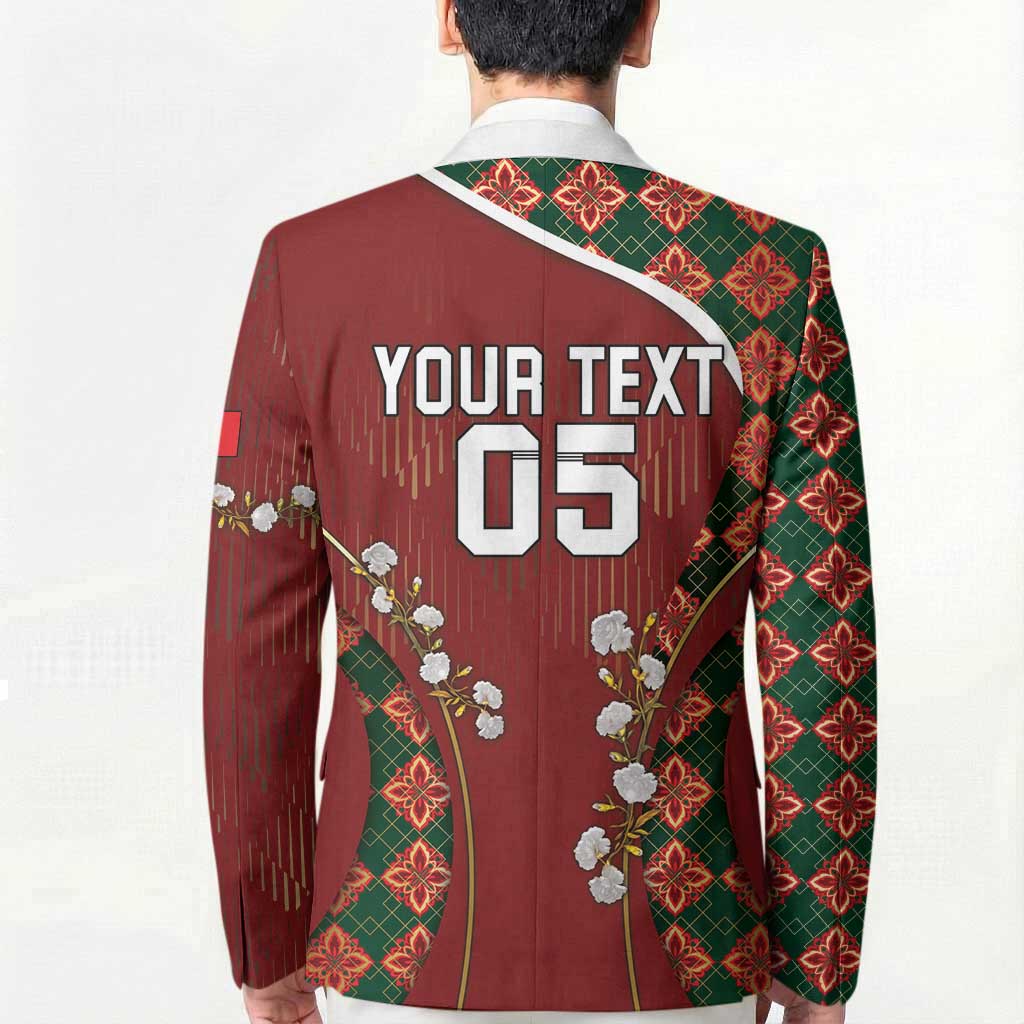 Custom Portugal Football Blazer Floral Gold Carnation Crest Pattern Gold Accents