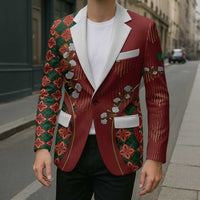 Custom Portugal Football Blazer Floral Gold Carnation Crest Pattern Gold Accents