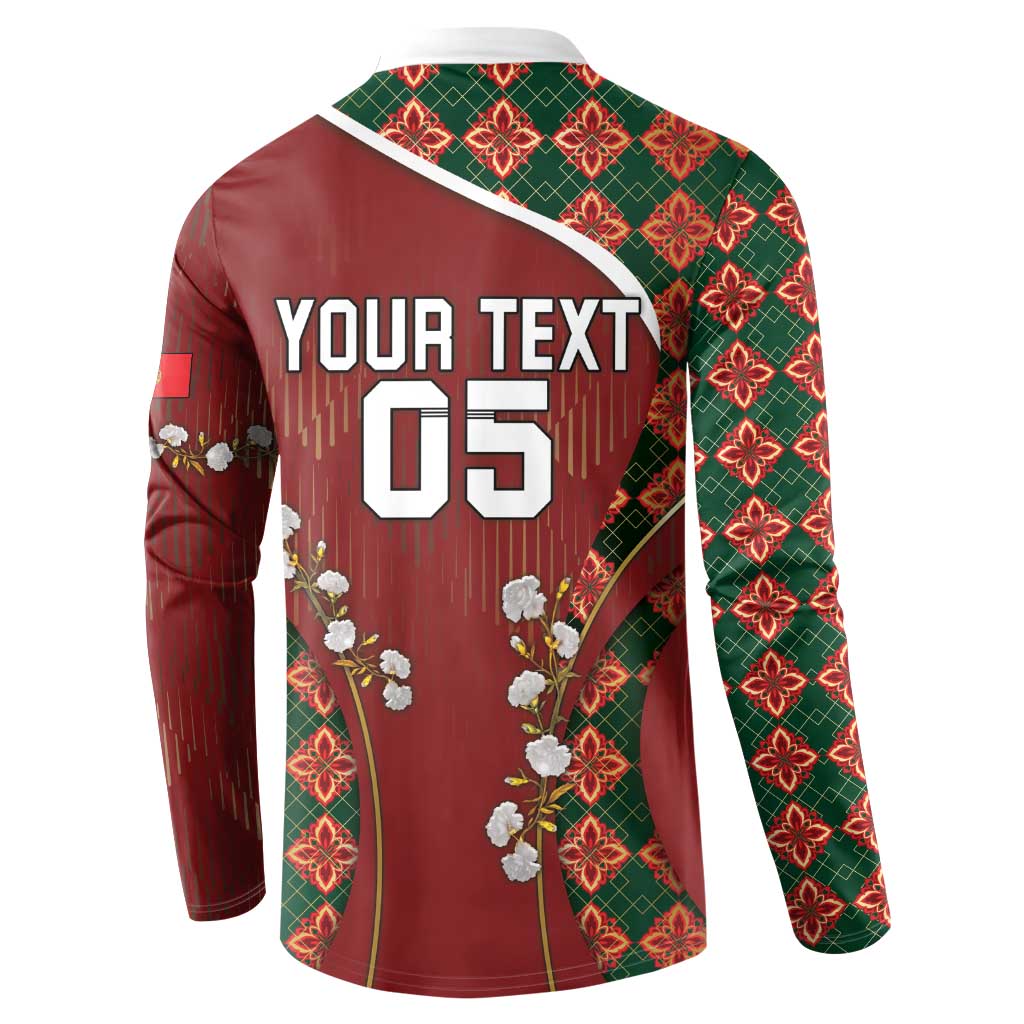 Custom Portugal Football Button Sweatshirt Floral Gold Carnation Crest Pattern Gold Accents
