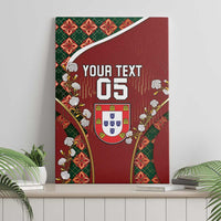 Custom Portugal Football Canvas Wall Art Floral Gold Carnation Crest Pattern Gold Accents