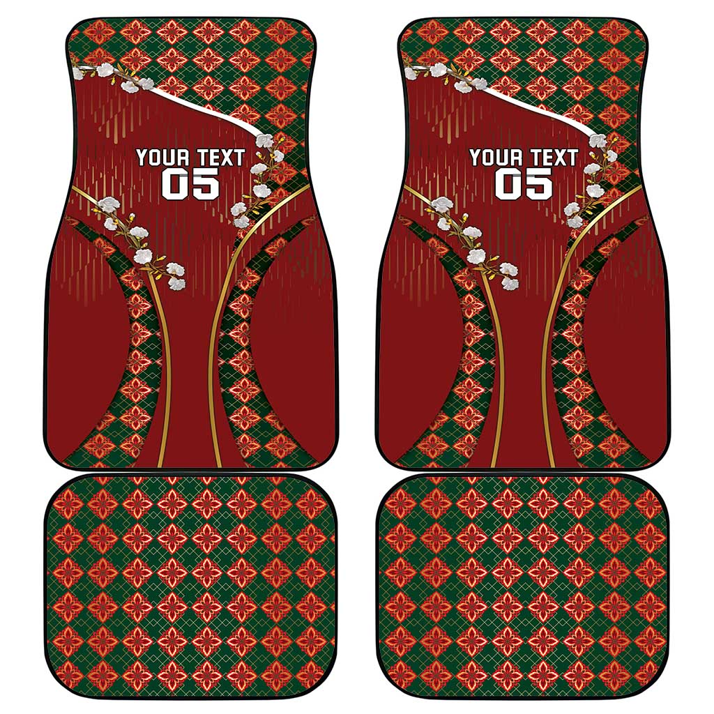 Custom Portugal Football Car Mats Floral Gold Carnation Crest Pattern Gold Accents