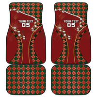 Custom Portugal Football Car Mats Floral Gold Carnation Crest Pattern Gold Accents