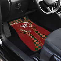 Custom Portugal Football Car Mats Floral Gold Carnation Crest Pattern Gold Accents