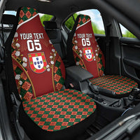 Custom Portugal Football Car Seat Cover Floral Gold Carnation Crest Pattern Gold Accents