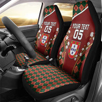 Custom Portugal Football Car Seat Cover Floral Gold Carnation Crest Pattern Gold Accents