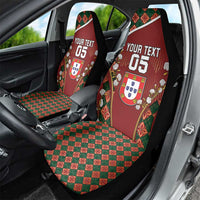 Custom Portugal Football Car Seat Cover Floral Gold Carnation Crest Pattern Gold Accents