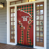 Custom Portugal Football Door Cover Floral Gold Carnation Crest Pattern Gold Accents