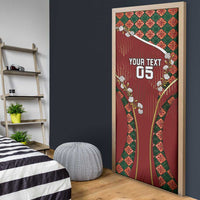 Custom Portugal Football Door Cover Floral Gold Carnation Crest Pattern Gold Accents