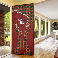 Custom Portugal Football Door Cover Floral Gold Carnation Crest Pattern Gold Accents