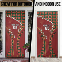 Custom Portugal Football Door Cover Floral Gold Carnation Crest Pattern Gold Accents