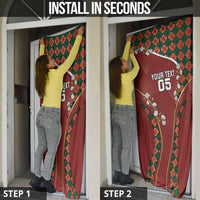 Custom Portugal Football Door Cover Floral Gold Carnation Crest Pattern Gold Accents