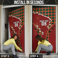 Custom Portugal Football Door Cover Floral Gold Carnation Crest Pattern Gold Accents