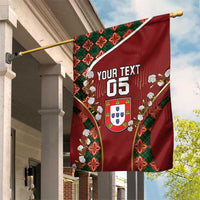 Custom Portugal Football Garden Flag Floral Gold Carnation Crest Pattern Gold Accents