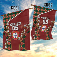 Custom Portugal Football Garden Flag Floral Gold Carnation Crest Pattern Gold Accents