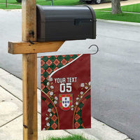 Custom Portugal Football Garden Flag Floral Gold Carnation Crest Pattern Gold Accents