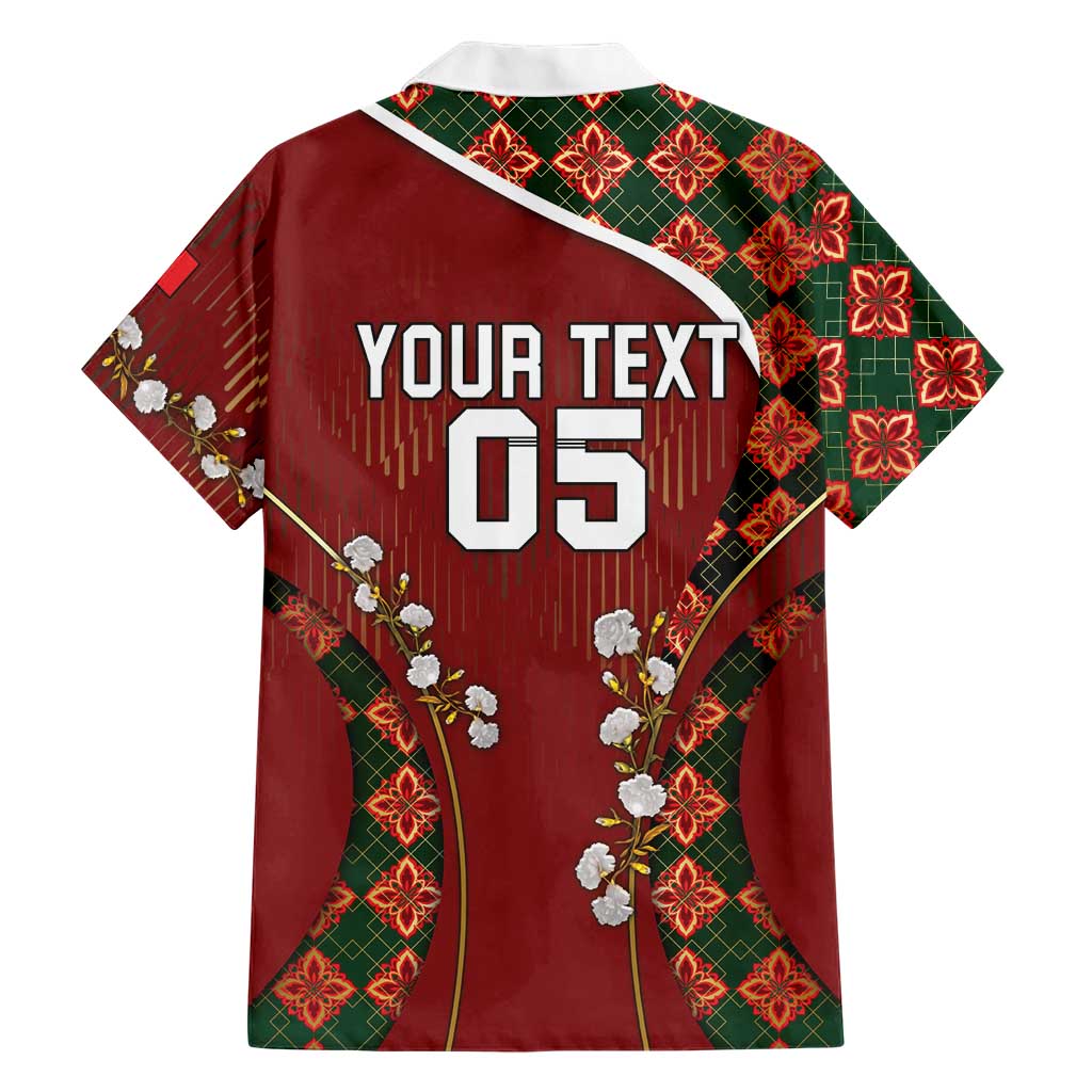 Custom Portugal Football Hawaiian Shirt Floral Gold Carnation Crest Pattern Gold Accents