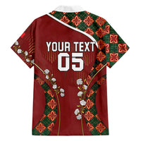 Custom Portugal Football Hawaiian Shirt Floral Gold Carnation Crest Pattern Gold Accents