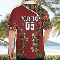 Custom Portugal Football Hawaiian Shirt Floral Gold Carnation Crest Pattern Gold Accents