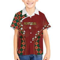 Custom Portugal Football Hawaiian Shirt Floral Gold Carnation Crest Pattern Gold Accents