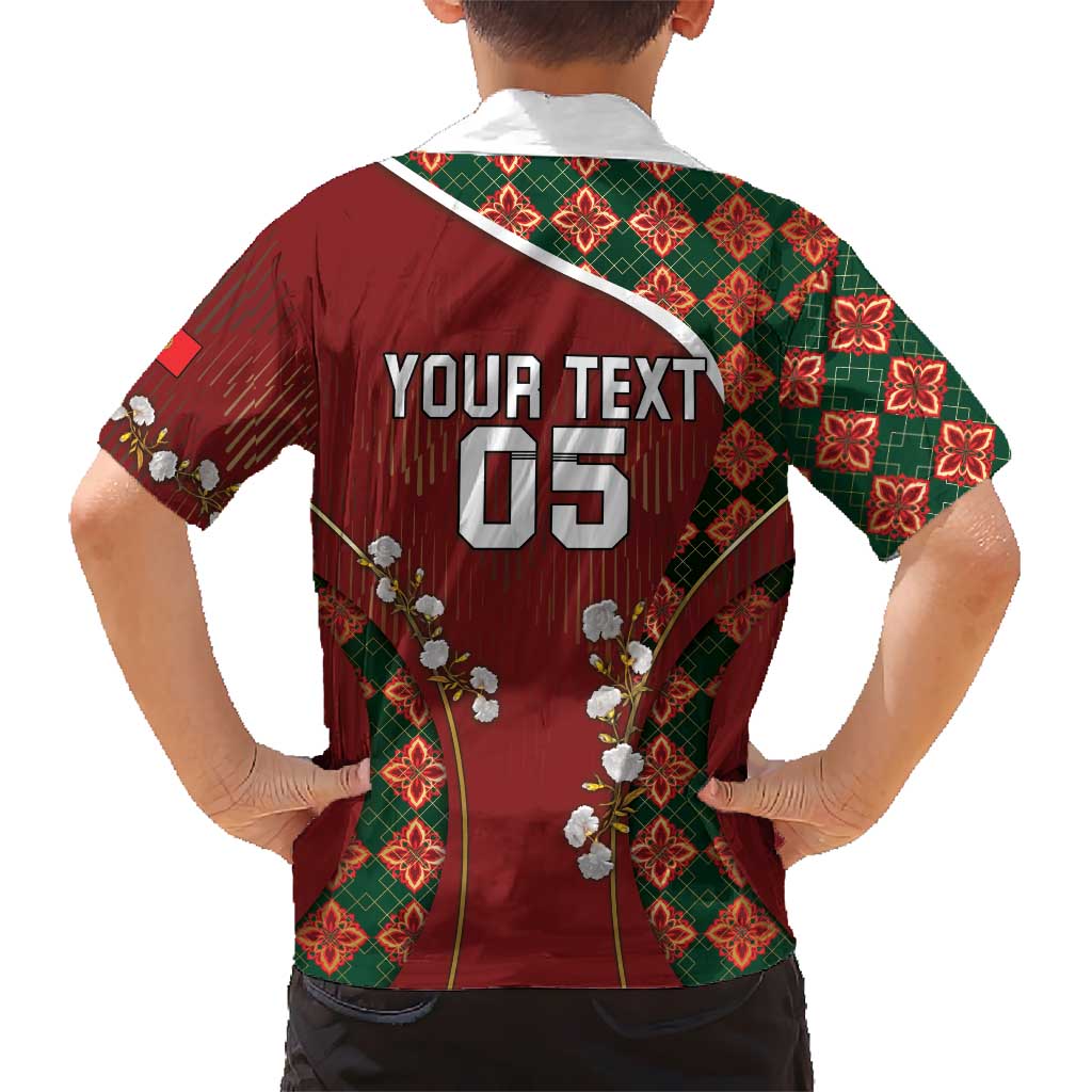 Custom Portugal Football Hawaiian Shirt Floral Gold Carnation Crest Pattern Gold Accents