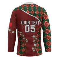 Custom Portugal Football Hockey Jersey Floral Gold Carnation Crest Pattern Gold Accents