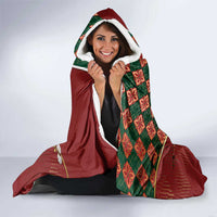 Custom Portugal Football Hooded Blanket Floral Gold Carnation Crest Pattern Gold Accents