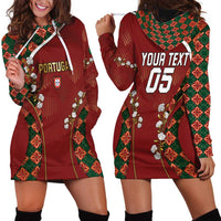 Custom Portugal Football Hoodie Dress Floral Gold Carnation Crest Pattern Gold Accents