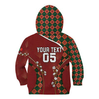 Custom Portugal Football Kid Hoodie Floral Gold Carnation Crest Pattern Gold Accents