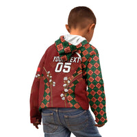Custom Portugal Football Kid Hoodie Floral Gold Carnation Crest Pattern Gold Accents