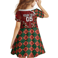 Custom Portugal Football Kid Short Sleeve Dress Floral Gold Carnation Crest Pattern Gold Accents
