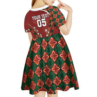 Custom Portugal Football Kid Short Sleeve Dress Floral Gold Carnation Crest Pattern Gold Accents