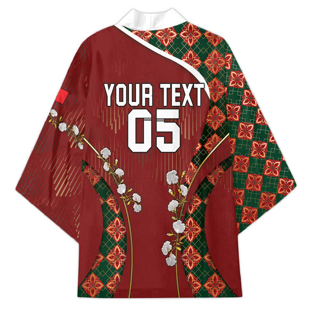 Custom Portugal Football Kimono Floral Gold Carnation Crest Pattern Gold Accents