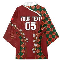 Custom Portugal Football Kimono Floral Gold Carnation Crest Pattern Gold Accents