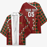 Custom Portugal Football Kimono Floral Gold Carnation Crest Pattern Gold Accents