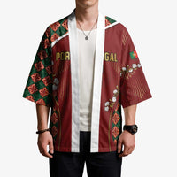 Custom Portugal Football Kimono Floral Gold Carnation Crest Pattern Gold Accents